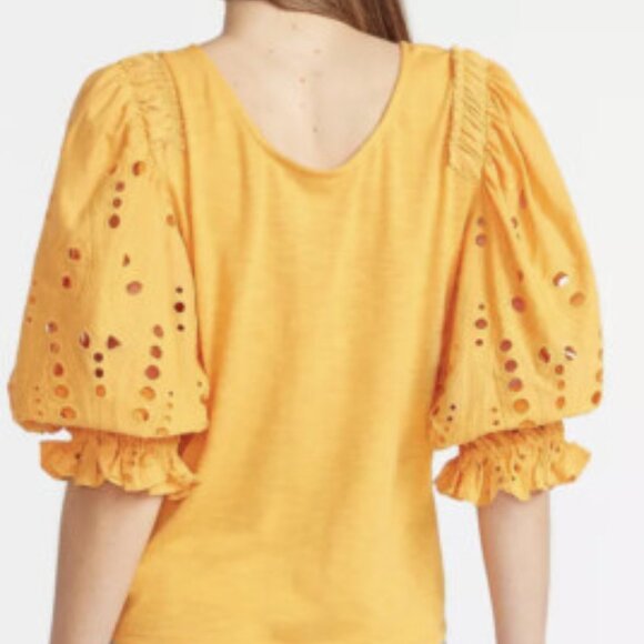 NWT Express Bright Orange Puff Sleeve Blouse – Women’s Size Large - Picture 3 of 13